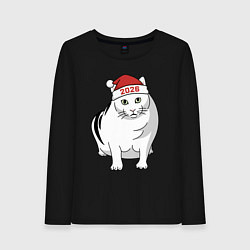 Лонгслив хлопковый женский Мемный кот Бендер - 2026, цвет: черный