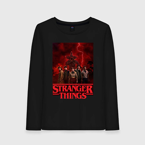 Женский лонгслив Пятеро и демогоргон Загадочные события финал / Черный – фото 1