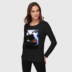 Лонгслив хлопковый женский Out a time, цвет: черный — фото 2