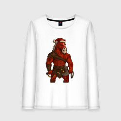 Лонгслив хлопковый женский Новогодний конь воин, цвет: белый