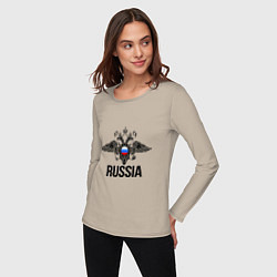 Лонгслив хлопковый женский Russia, цвет: миндальный — фото 2