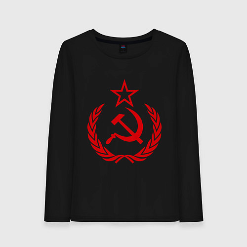 Женский лонгслив СССР герб / Черный – фото 1