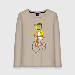 Лонгслив хлопковый женский Фредди на велосипеде, цвет: миндальный