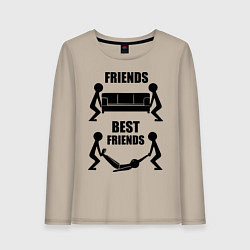 Лонгслив хлопковый женский Best friends, цвет: миндальный