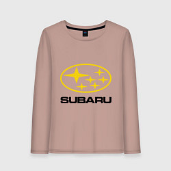 Лонгслив хлопковый женский Subaru Logo, цвет: пыльно-розовый