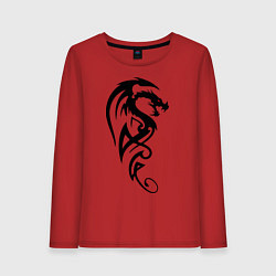 Лонгслив хлопковый женский Дракон стильный трайбл, цвет: красный
