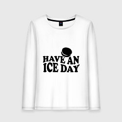 Лонгслив хлопковый женский Have an ice day, цвет: белый