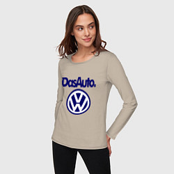 Лонгслив хлопковый женский Volkswagen Das Auto, цвет: миндальный — фото 2