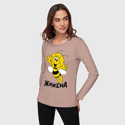 Лонгслив хлопковый женский Жена, цвет: пыльно-розовый — фото 2