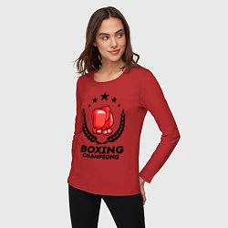 Лонгслив хлопковый женский Boxing Champions, цвет: красный — фото 2