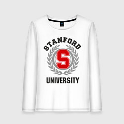 Лонгслив хлопковый женский Stanford University, цвет: белый