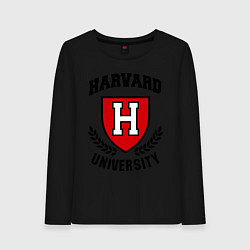 Лонгслив хлопковый женский Harvard University, цвет: черный