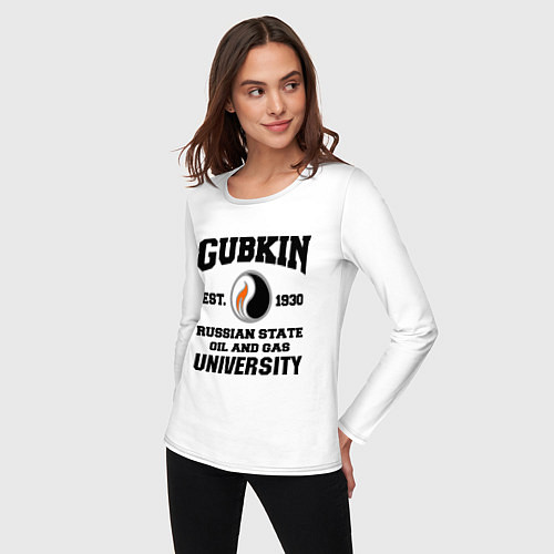 Женский лонгслив Унивеситет им.Губкина / Белый – фото 3