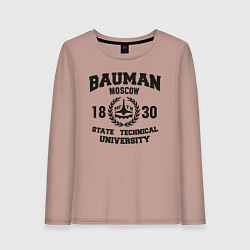 Лонгслив хлопковый женский BAUMAN University, цвет: пыльно-розовый