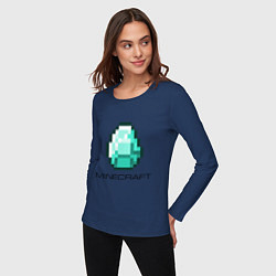 Лонгслив хлопковый женский Minecraft Diamond, цвет: тёмно-синий — фото 2