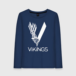 Лонгслив хлопковый женский Vikings, цвет: тёмно-синий