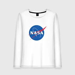 Лонгслив хлопковый женский NASA: Logo, цвет: белый