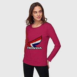 Лонгслив хлопковый женский Honda, цвет: маджента — фото 2
