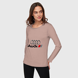 Лонгслив хлопковый женский Audi, цвет: пыльно-розовый — фото 2