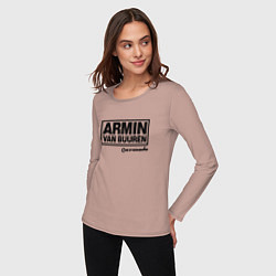 Лонгслив хлопковый женский Armin van Buuren, цвет: пыльно-розовый — фото 2