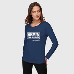 Лонгслив хлопковый женский Armin van Buuren, цвет: тёмно-синий — фото 2
