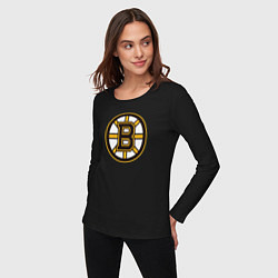 Лонгслив хлопковый женский Boston Bruins, цвет: черный — фото 2