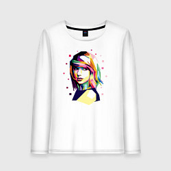 Лонгслив хлопковый женский Taylor Swift Art, цвет: белый