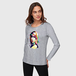 Лонгслив хлопковый женский Taylor Swift Art, цвет: меланж — фото 2