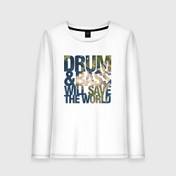 Лонгслив хлопковый женский Drum & Bass: The World, цвет: белый