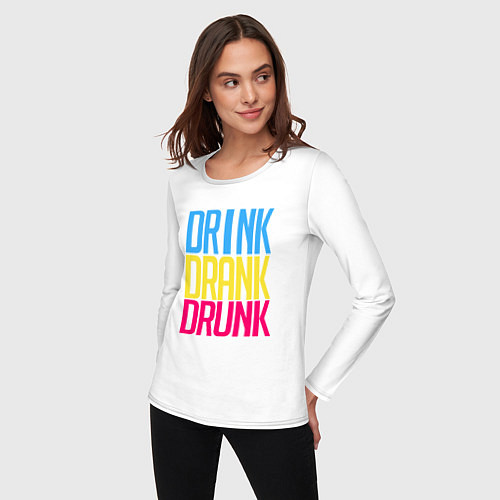 Женский лонгслив Drink Drank Drunk / Белый – фото 3