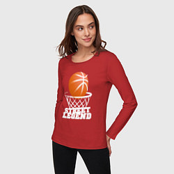Лонгслив хлопковый женский Баскетбол, цвет: красный — фото 2