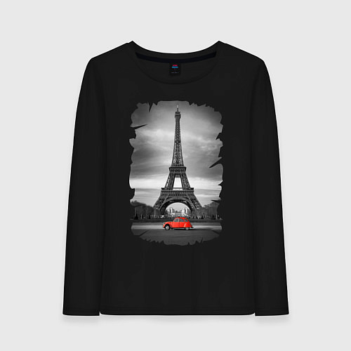 Женский лонгслив Эйфелева башня / Черный – фото 1