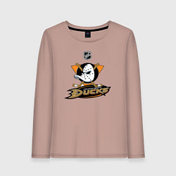 Лонгслив хлопковый женский NHL: Anaheim Ducks, цвет: пыльно-розовый