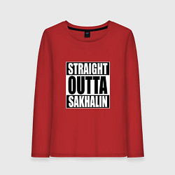 Лонгслив хлопковый женский Straight Outta Sakhalin, цвет: красный