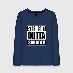 Лонгслив хлопковый женский Straight Outta Saratov, цвет: тёмно-синий