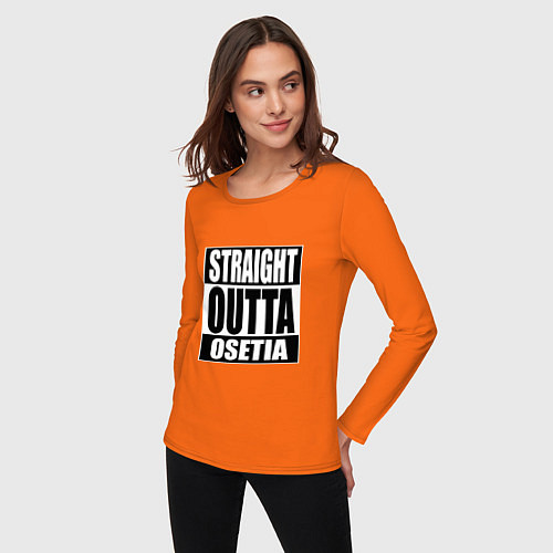 Женский лонгслив Straight Outta Osetia / Оранжевый – фото 3