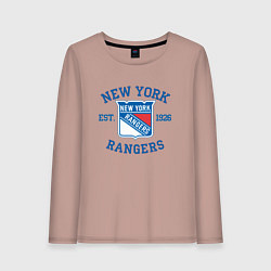 Лонгслив хлопковый женский New York Rengers, цвет: пыльно-розовый
