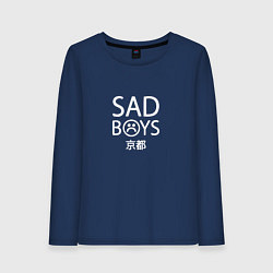 Лонгслив хлопковый женский SAD BOYS, цвет: тёмно-синий