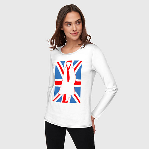 Женский лонгслив Sherlock Holmes Union Jack / Белый – фото 3