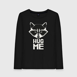 Лонгслив хлопковый женский Raccoon: Hug me, цвет: черный
