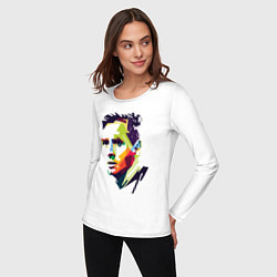 Лонгслив хлопковый женский Lionel Messi: fun-art, цвет: белый — фото 2