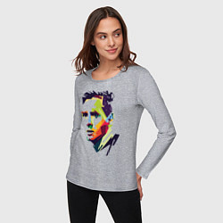 Лонгслив хлопковый женский Lionel Messi: fun-art, цвет: меланж — фото 2