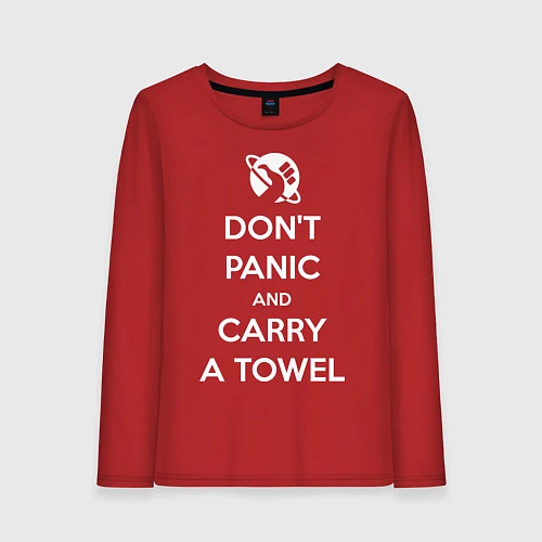 Женский лонгслив Dont panic & Carry a Towel / Красный – фото 1