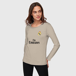 Лонгслив хлопковый женский Real Madrid: Fly Emirates, цвет: миндальный — фото 2