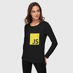 Лонгслив хлопковый женский JS return true; (black), цвет: черный — фото 2