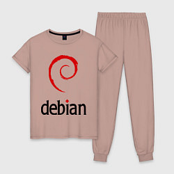 Пижама хлопковая женская Debian, цвет: пыльно-розовый