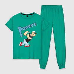 Пижама хлопковая женская Popeye цвета зеленый — фото 1