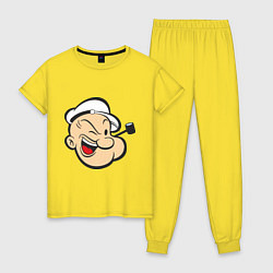 Пижама хлопковая женская Popeye Face, цвет: желтый