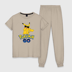 Пижама хлопковая женская Pokemon GO, цвет: миндальный