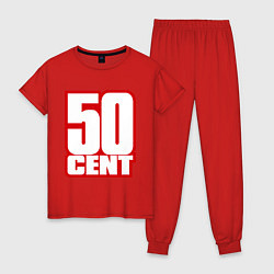 Пижама хлопковая женская 50 cent, цвет: красный